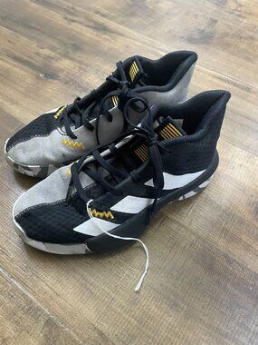 Adidas Pro Next 2019 K Kids Basketball Shoes Size 4 Black Gray Gold High Top Sne